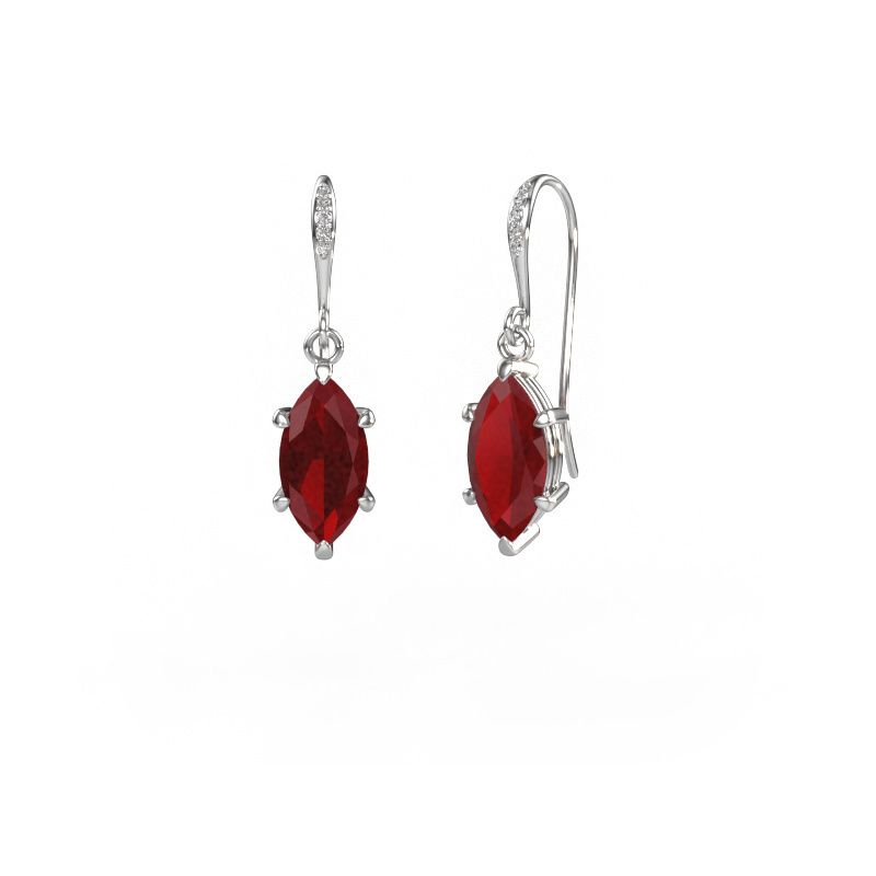 Pendants d'oreilles Laurie MRQ 2 585 or blanc rubis 10x5 mm