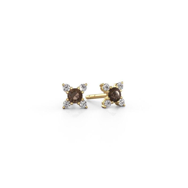 Earrings Nina 585 gold smokey quartz 3 mm