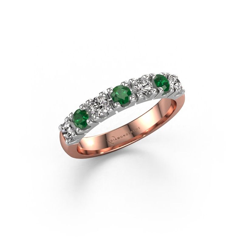 Ring Rianne 7 585 rosé goud smaragd 3 mm