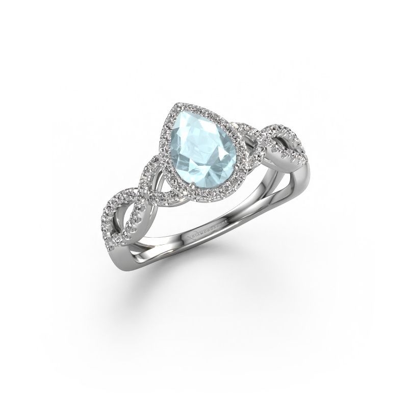 Verlobungsring Dionne pear 585 Weißgold Aquamarin 7x5 mm