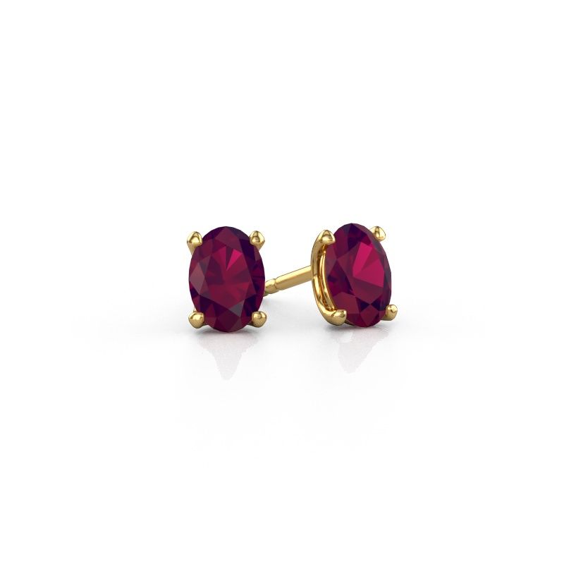 Clous d'oreilles Sam OVL 585 or jaune rhodolite 7x5 mm