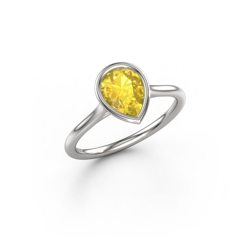 Engagement ring Lavon Per 950 platinum yellow sapphire 8x6 mm