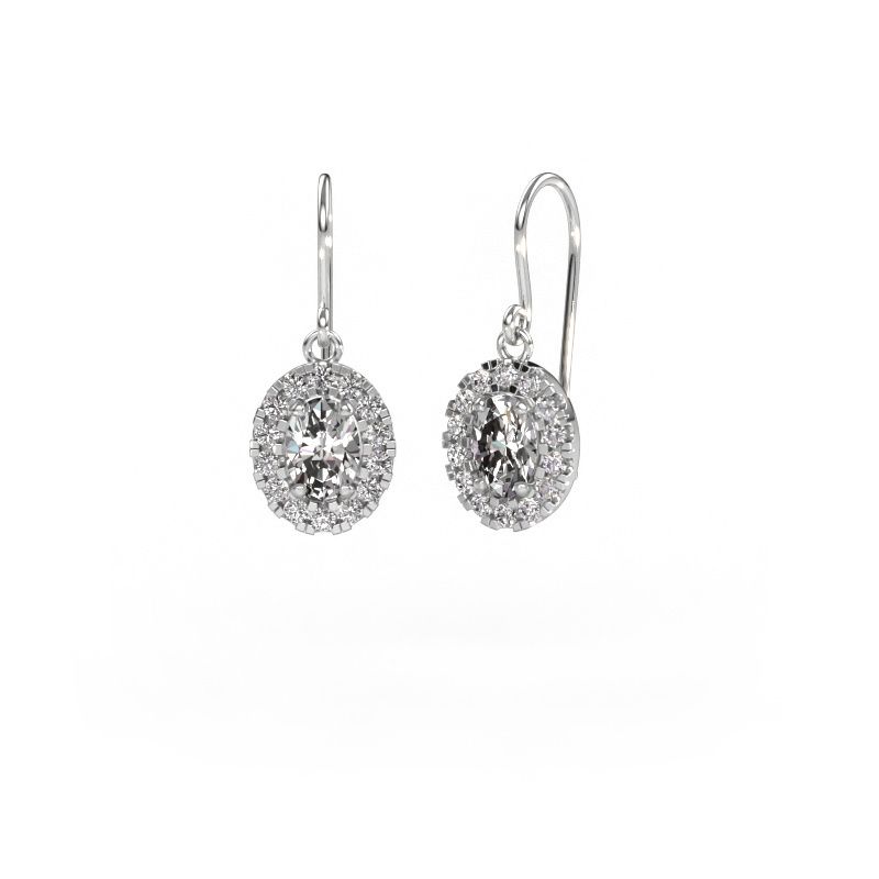 Pendants d'oreilles Jorinda 1 585 or blanc diamant synthétique 1.96 crt