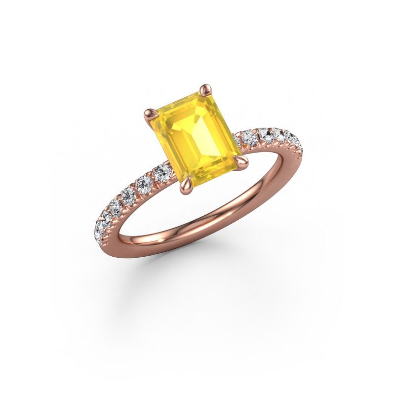 Verlobungsring Crystal EME 2 585 Roségold Gelb Saphir 8x6 mm