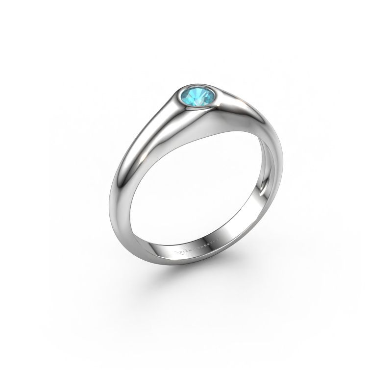 Pinky ring Thorben 585 white gold blue topaz 5 mm