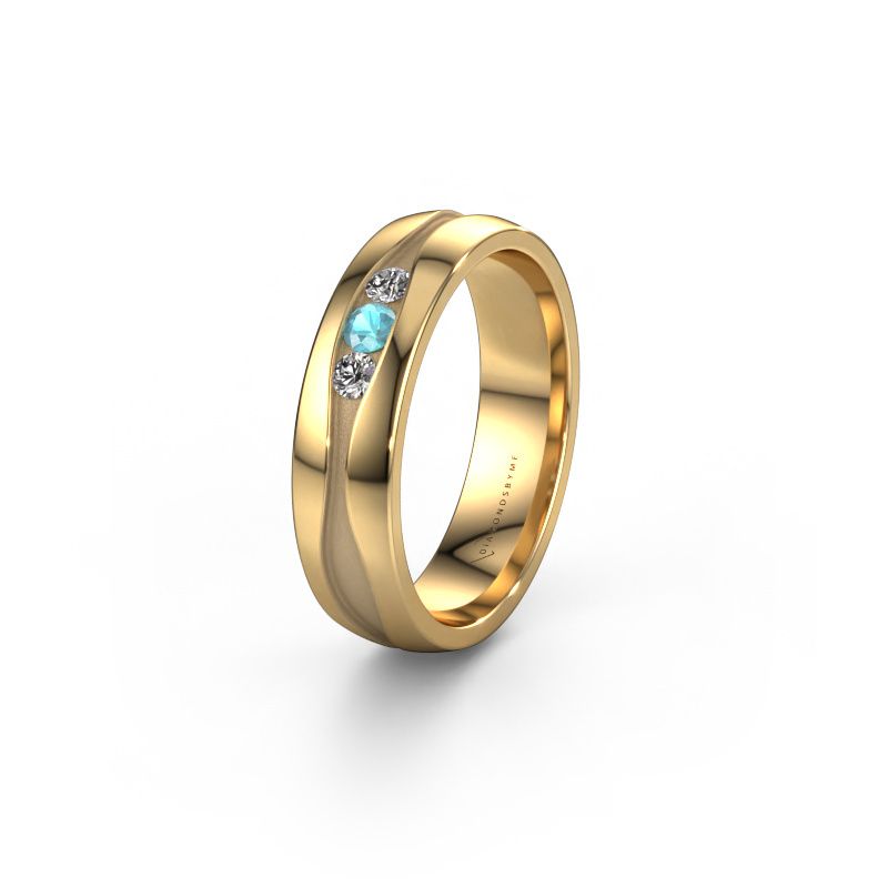 Trouwring WH0172L25A 585 goud blauw topaas ±5x1.7 mm