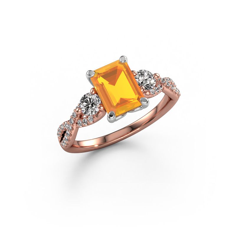 Bague de fiançailles Marilou EME 585 or rose citrine 8x6 mm