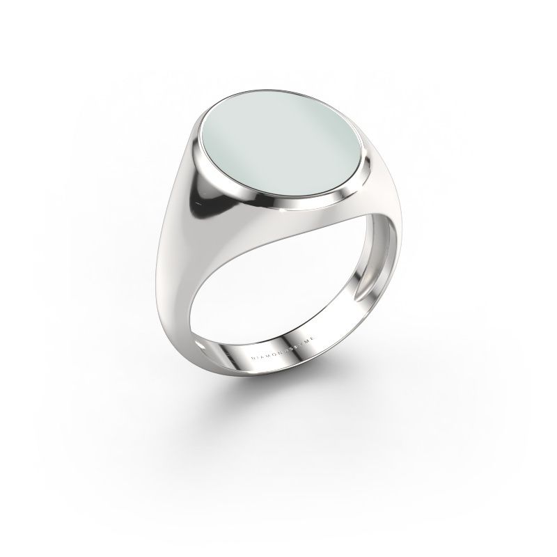 Zegelring Herman 4 light 950 platina groene lagensteen 15x12 mm