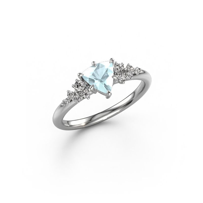 Ring Royce TRI 585 witgoud aquamarijn 6 mm
