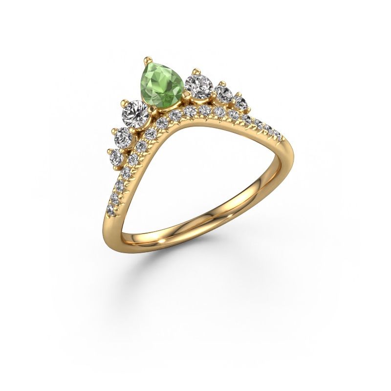 Vorsteckring Crown B 585 Gold Turmalin grün 5x4 mm
