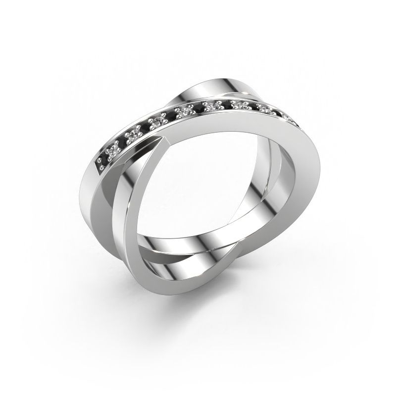 Ring Julie 585 witgoud zwarte diamant 0.158 crt