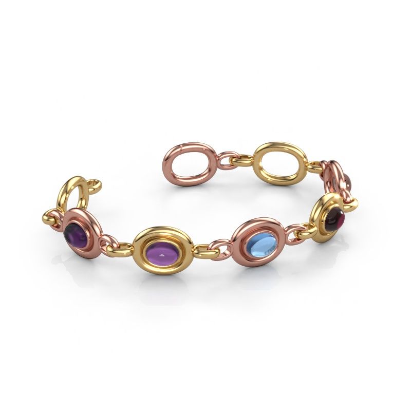Bracelet maillons Maxima 5 585 or rose améthyste 8x6 mm