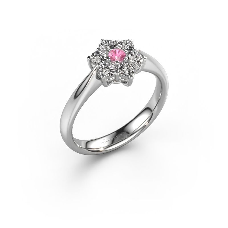 Promise ring Chantal 1 585 witgoud roze saffier 2.4 mm