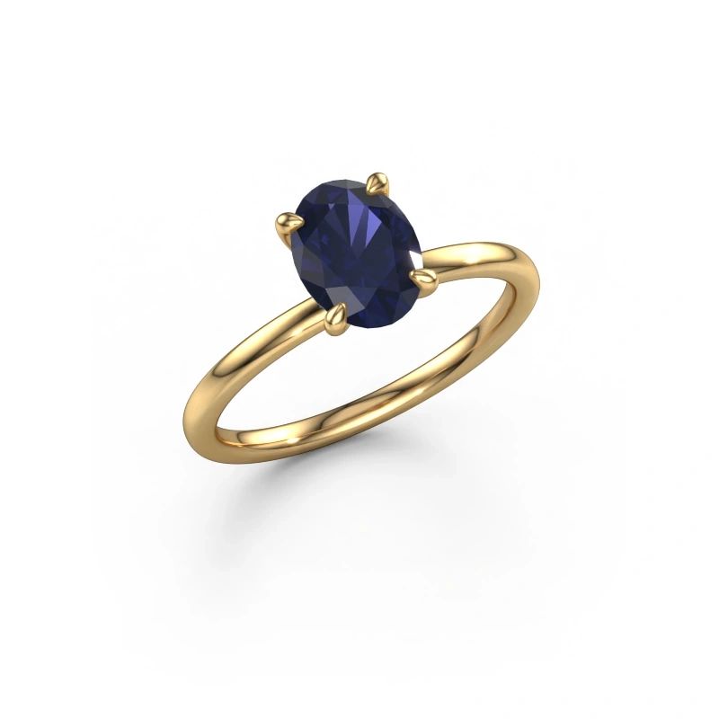 Engagement ring Crystal OVL 1 585 gold sapphire 8x6 mm