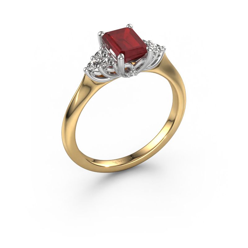 Verlobungsring Felipa EME 585 Gold Rubin 7x5 mm