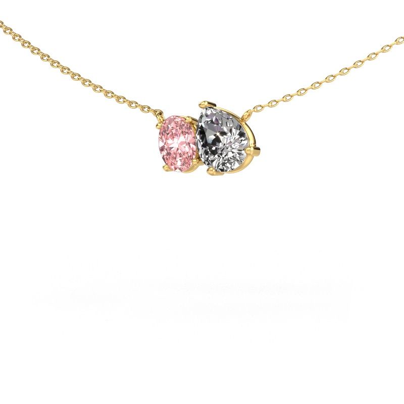 Pendentif Toi et Moi PER OVL 585 or jaune diamant 1.00 crt