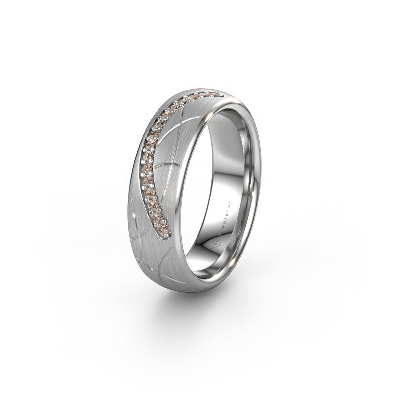Trouwring WH2060L36CM 585 witgoud bruine diamant ±6 x 2,2 mm