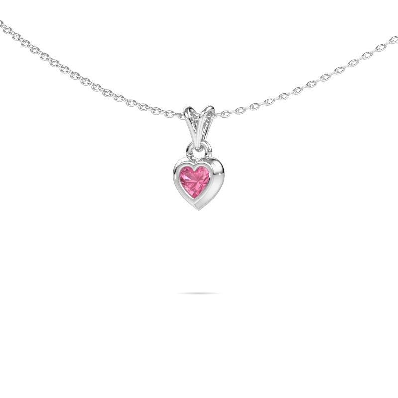 Anhänger Charlotte Heart 585 Weißgold Pink Saphir 4 mm