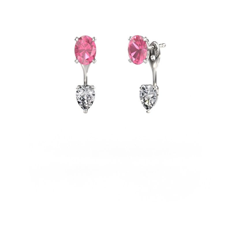 Drop earrings Kate OVL-PER 950 platinum pink sapphire 7x5 mm
