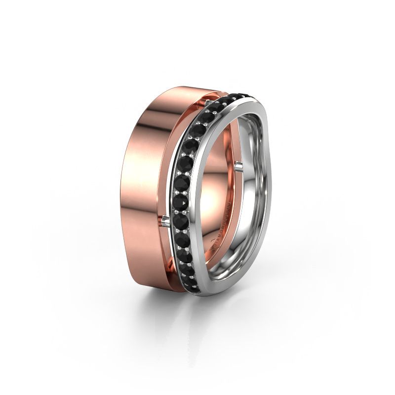 Weddings ring WH6008L18BP 585 rose gold black diamond ±0.39x0.08 in