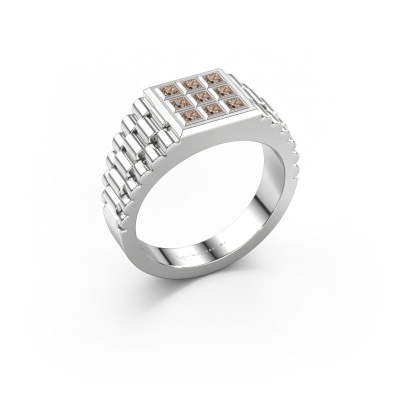 Men's ring Chavez 585 white gold brown diamond 0.45 crt