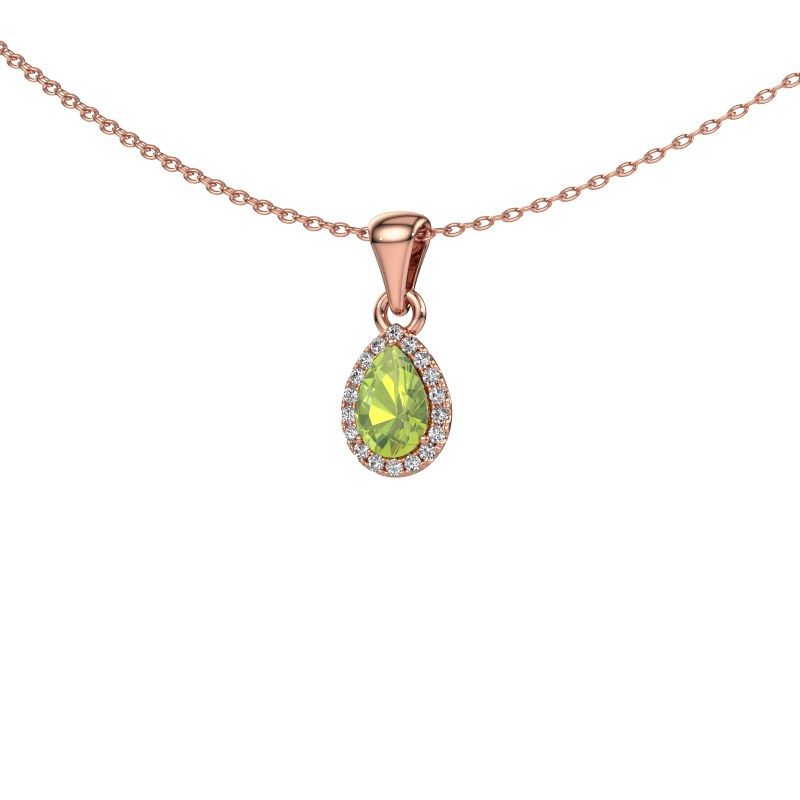 Image of Necklace seline per<br/>585 rose gold<br/>Peridot 6x4 mm