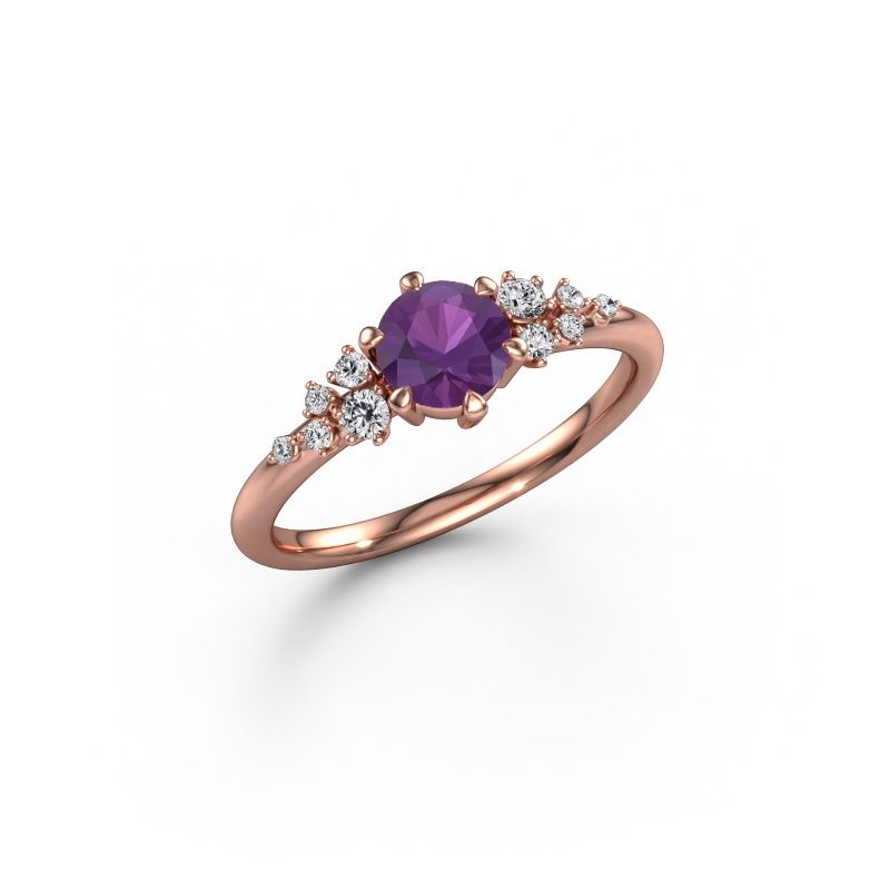 Bague Royce RND 585 or rose améthyste 5.5 mm