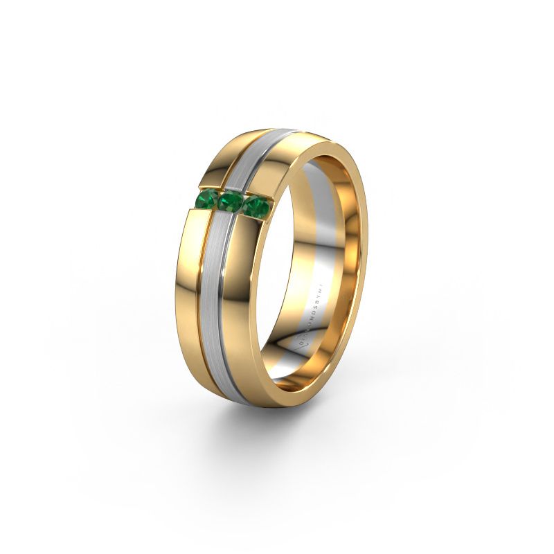 Trouwring WH0426L26A 585 goud smaragd ±6x1.7 mm