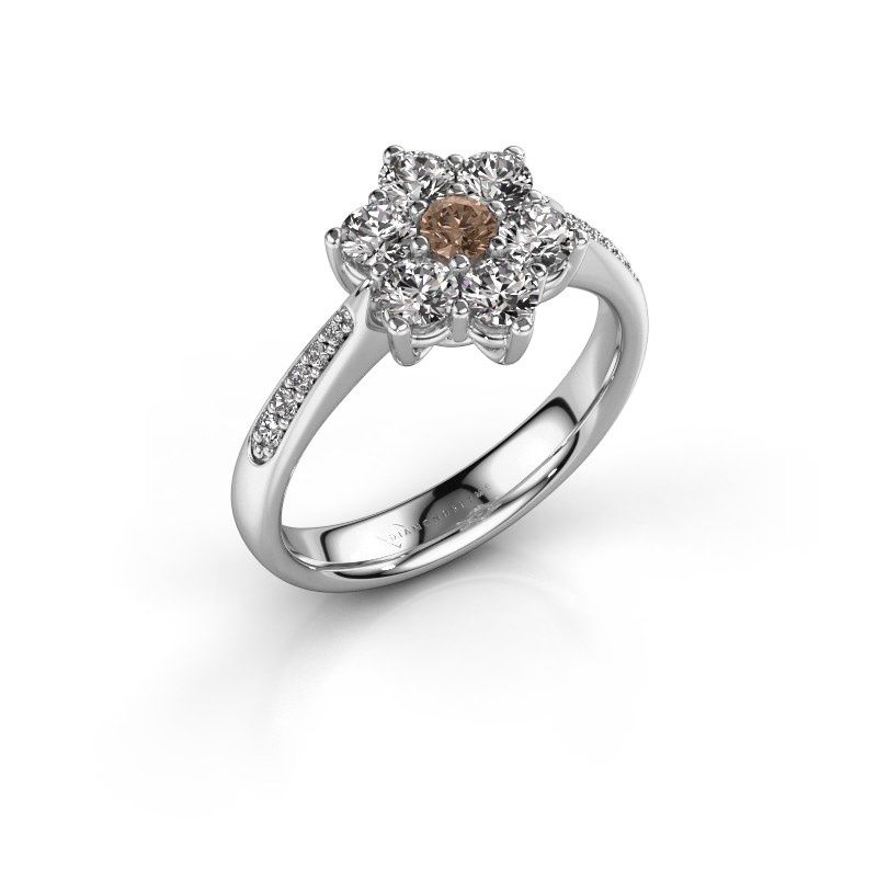 Afbeelding van Verlovingsring Chantal 2 585 witgoud bruine diamant 0.10 crt
