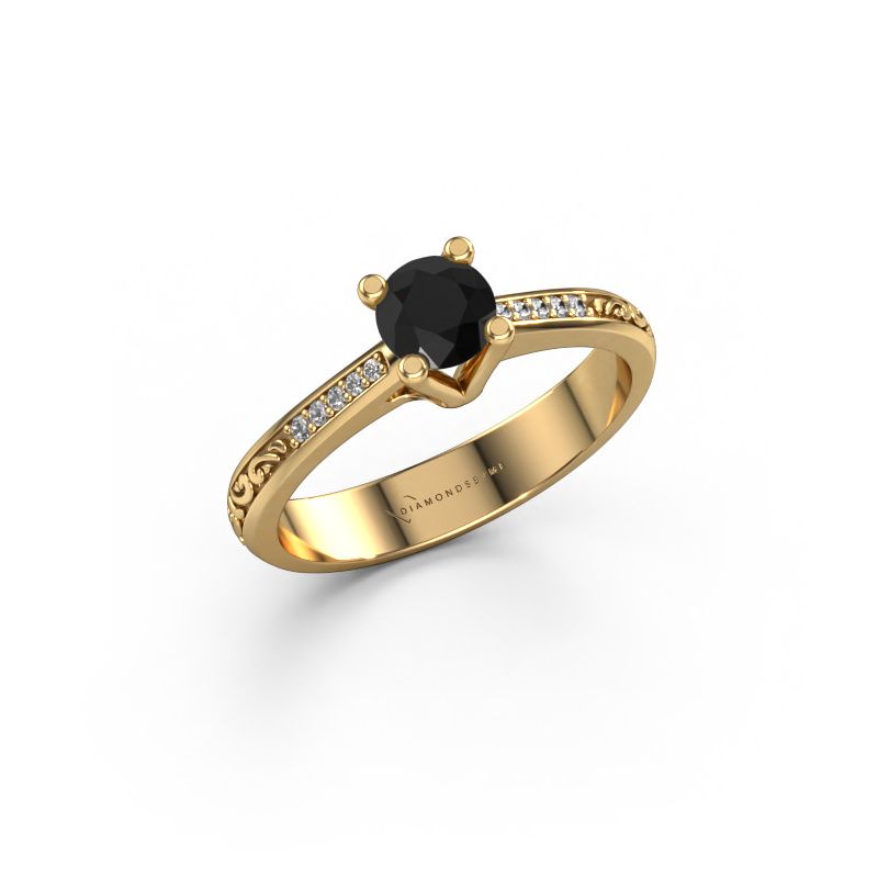 Verlovingsring Mei 585 goud zwarte diamant 0.529 crt