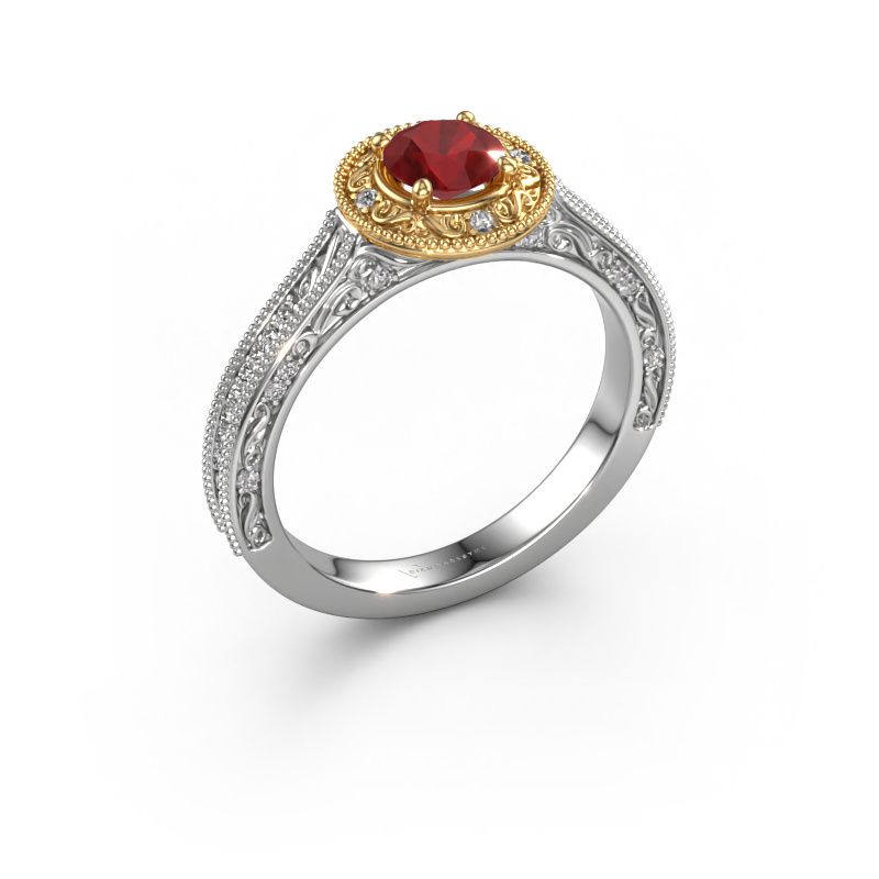 Verlobungsring Alice RND 585 Weißgold Rubin 5 mm