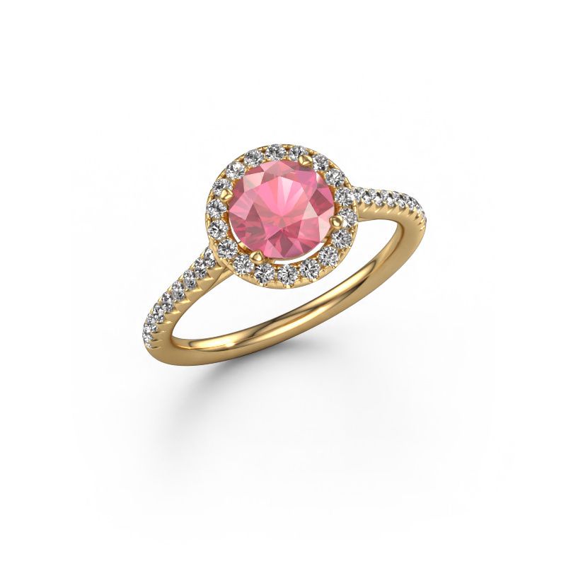Engagement ring Seline rnd 2 585 gold tourmaline pink 6.5 mm