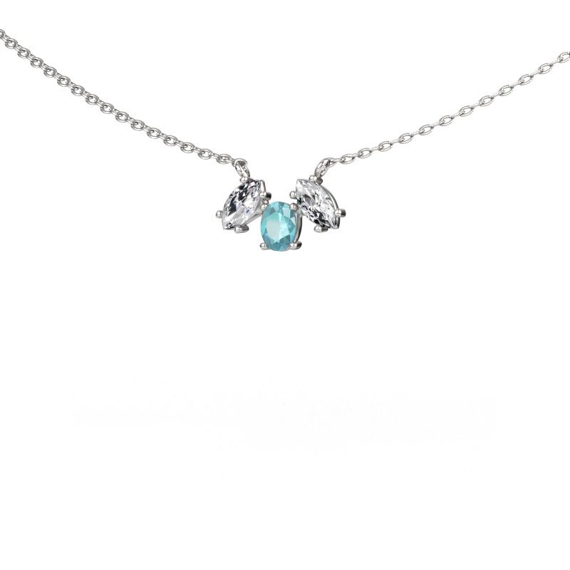 Kette Rachal 585 Weißgold Blau Topas 4x3 mm