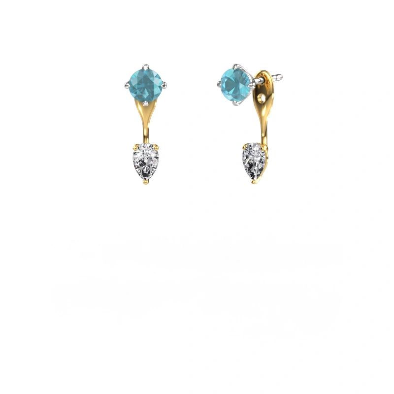 Drop earrings Kate RND-PER 585 white gold blue topaz 5 mm
