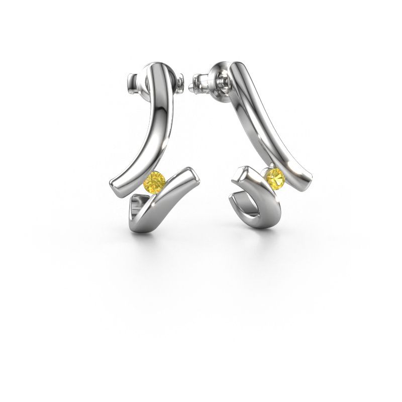 Earrings Amy 585 white gold yellow sapphire 2.2 mm