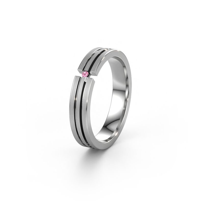 Wedding ring WH0402L14AM 950 platinum pink sapphire ±4 x 1.7 mm