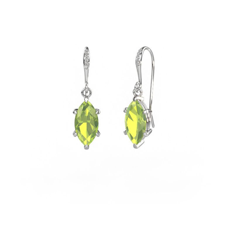 Pendants d'oreilles Laurie MRQ 2 950 platine péridot 10x5 mm
