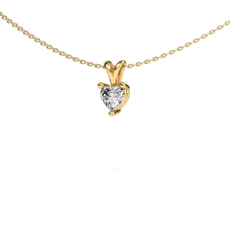 Pendant Garnet 585 gold lab grown diamond 0.50 crt