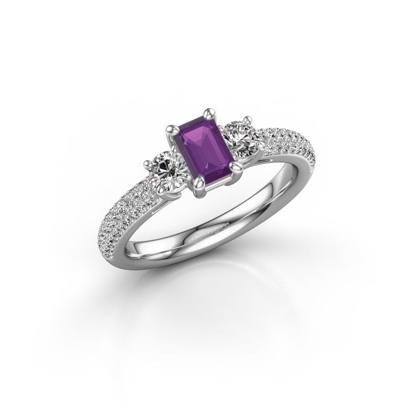 Image of Engagement Ring Marielle Eme<br/>585 white gold<br/>Amethyst 6x4 mm