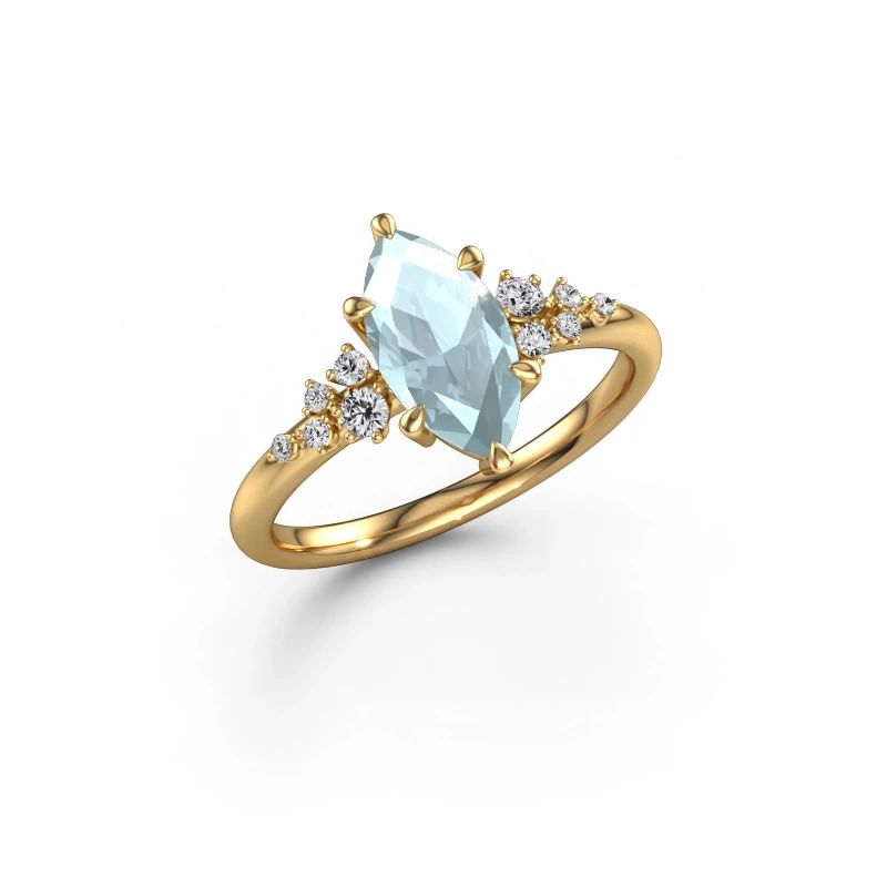 Engagement ring Royce MRQ 585 gold aquamarine 11x5.5 mm