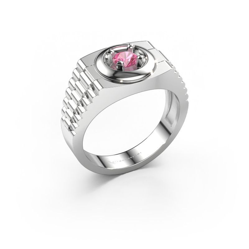 Herrenring Edward 585 Weißgold Pink Saphir 4.7 mm