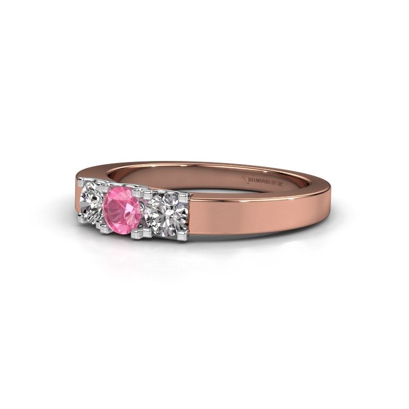 Afbeelding van Ring selina 1<br/>585 rosé goud<br/>Roze saffier 3.7 mm