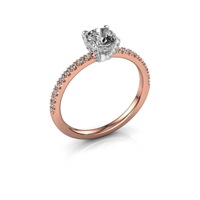 Image of Engagement ring saskia rnd 1<br/>585 rose gold<br/>diamond 0.884 crt