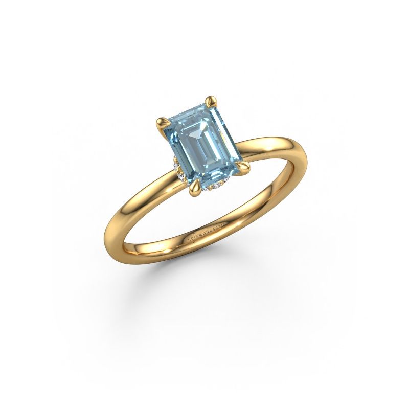 Engagement ring Crystal EME 3 585 gold blue lab grown diamond 7x5 mm