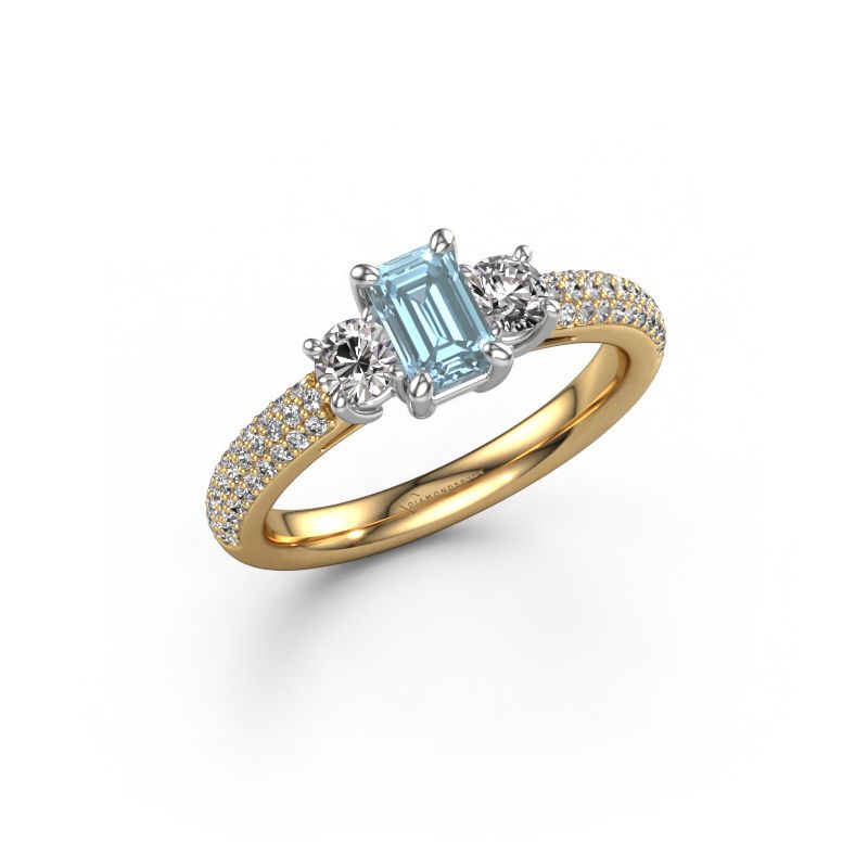 Engagement ring Marielle EME 585 gold blue lab grown diamond 6x4 mm