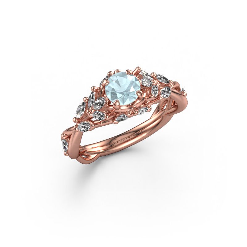 Engagement ring Samantha RND 585 rose gold aquamarine 5 mm
