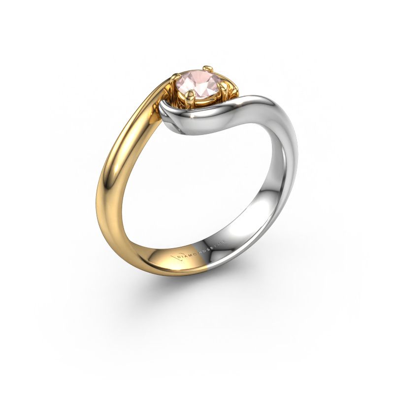 Engagement ring Linn 585 gold morganite champagne 4.2 mm