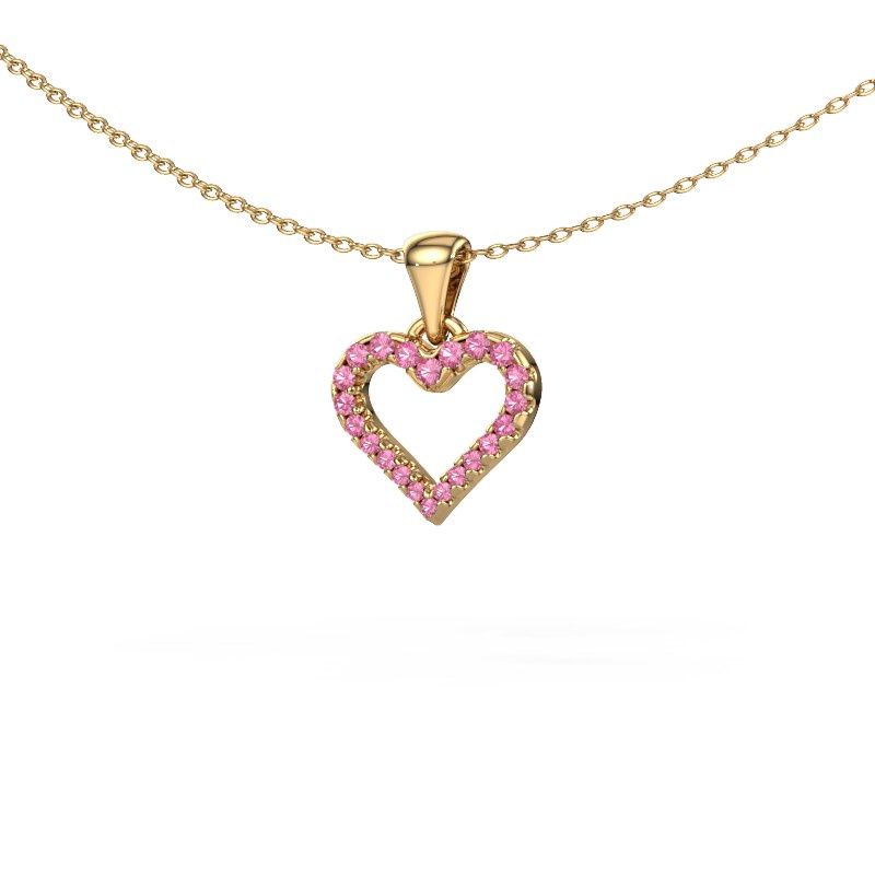 Pendant Heart 7 585 gold pink sapphire 1 mm