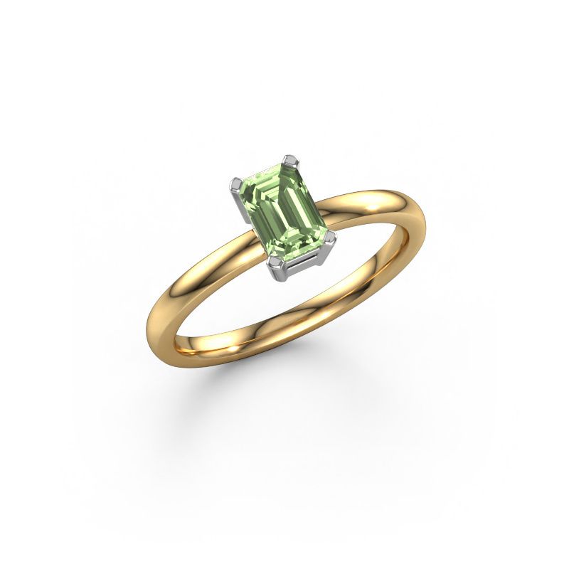 Engagement ring Denita 1 EME 585 gold green lab grown diamond 6x4 mm