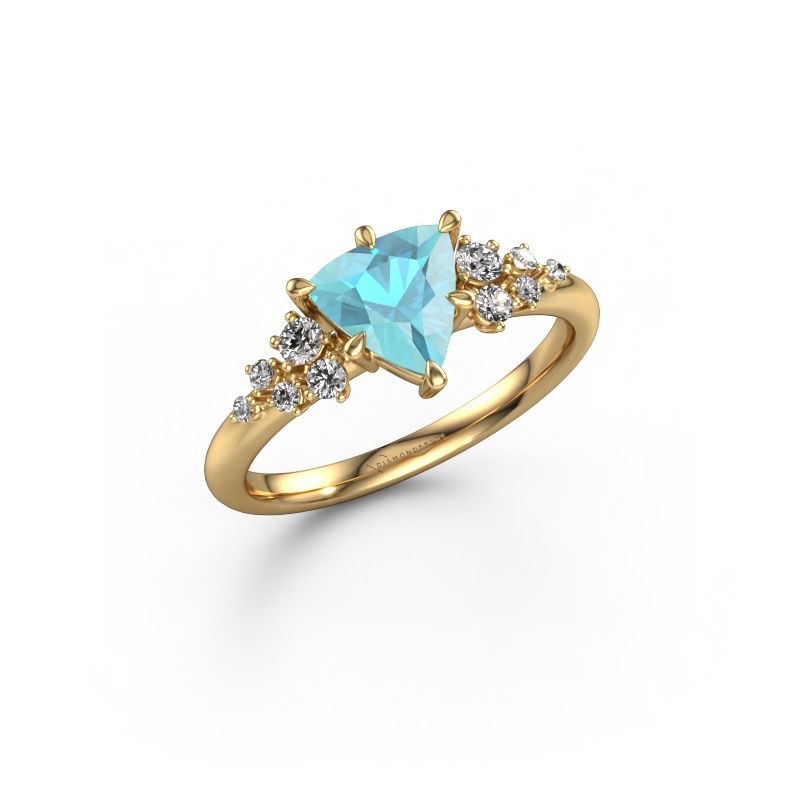 Engagement ring Royce TRI 585 gold blue topaz 7 mm